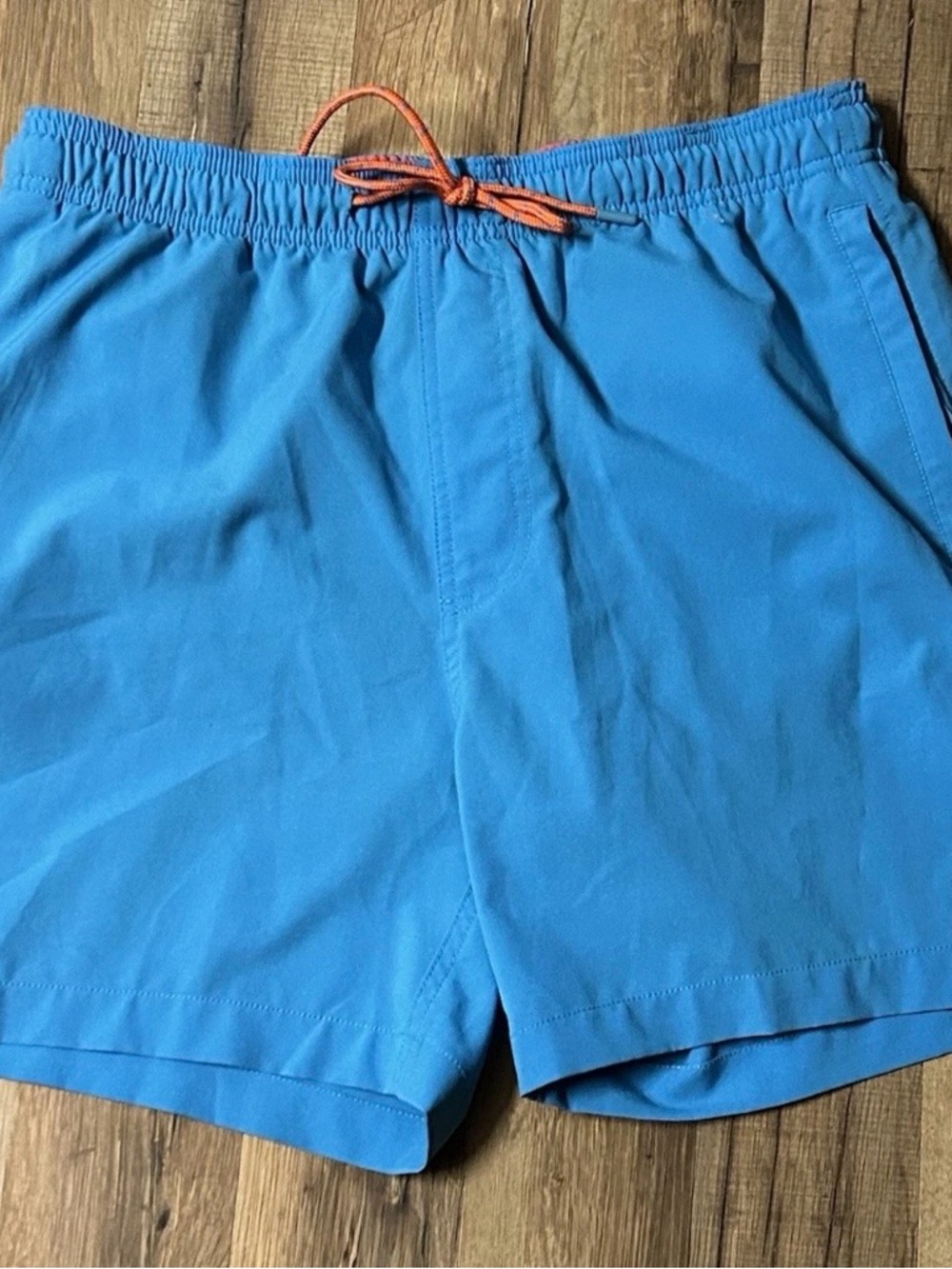 Southern Tide Men’s Swim Trunks in Bright Blue with Orange Drawstring